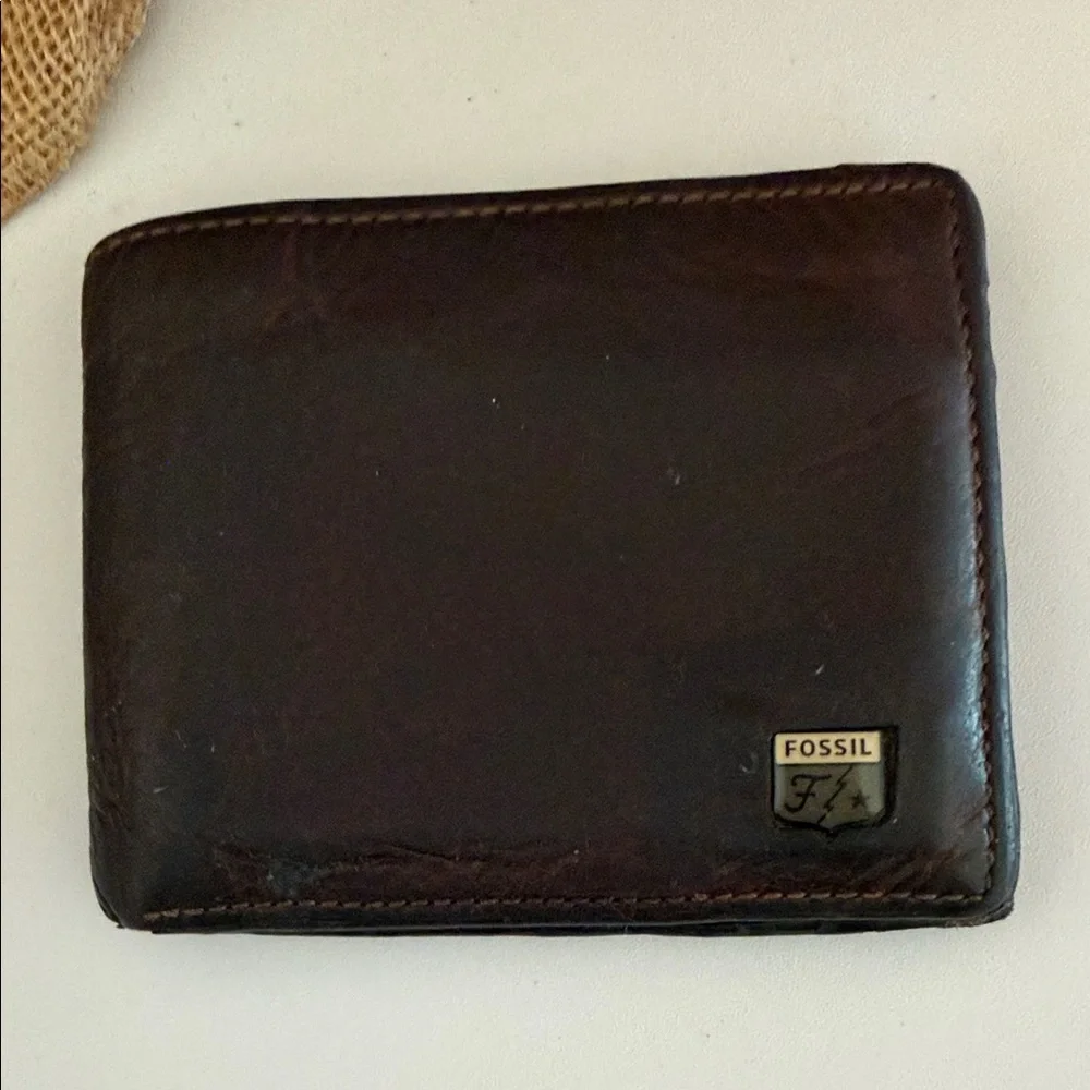 Fossil Jesse Passcase Wallet Cognac soft brown leather Men’s GUC